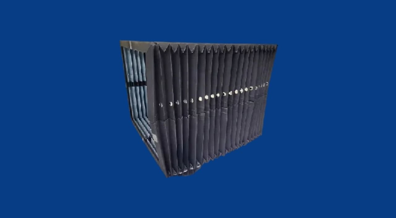 Proteção sanfonada para mesa elevatória
